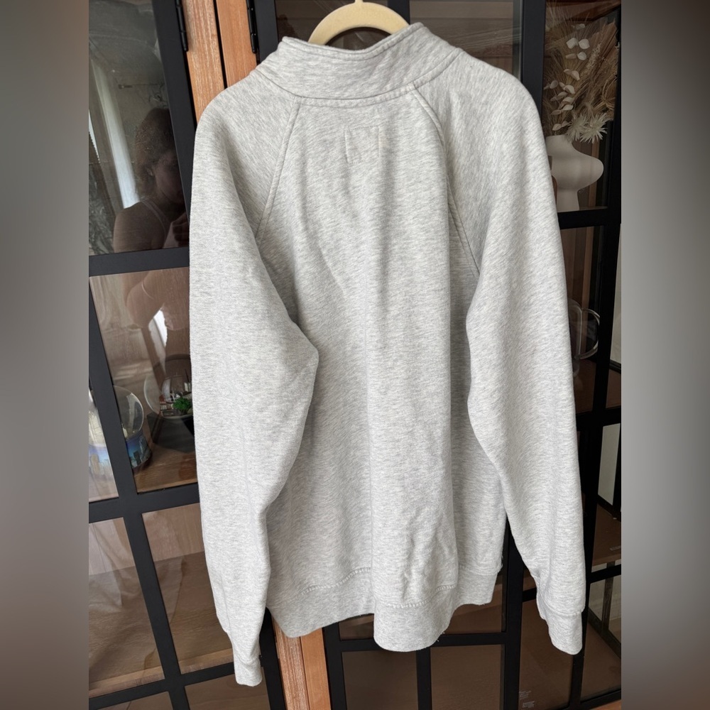 Homefield Vintage-Inspired '90s Quarter Zip 1/4 half sweatshirt beige fleece - Picture 6 of 8